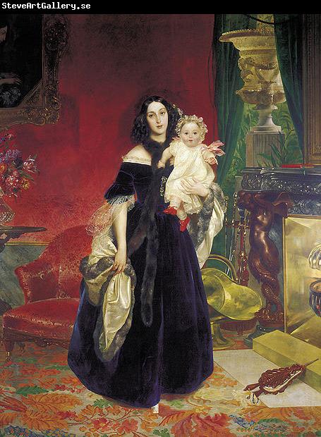 Karl Briullov Portrait of Mariya Arkadyevna Bek with her Daughter